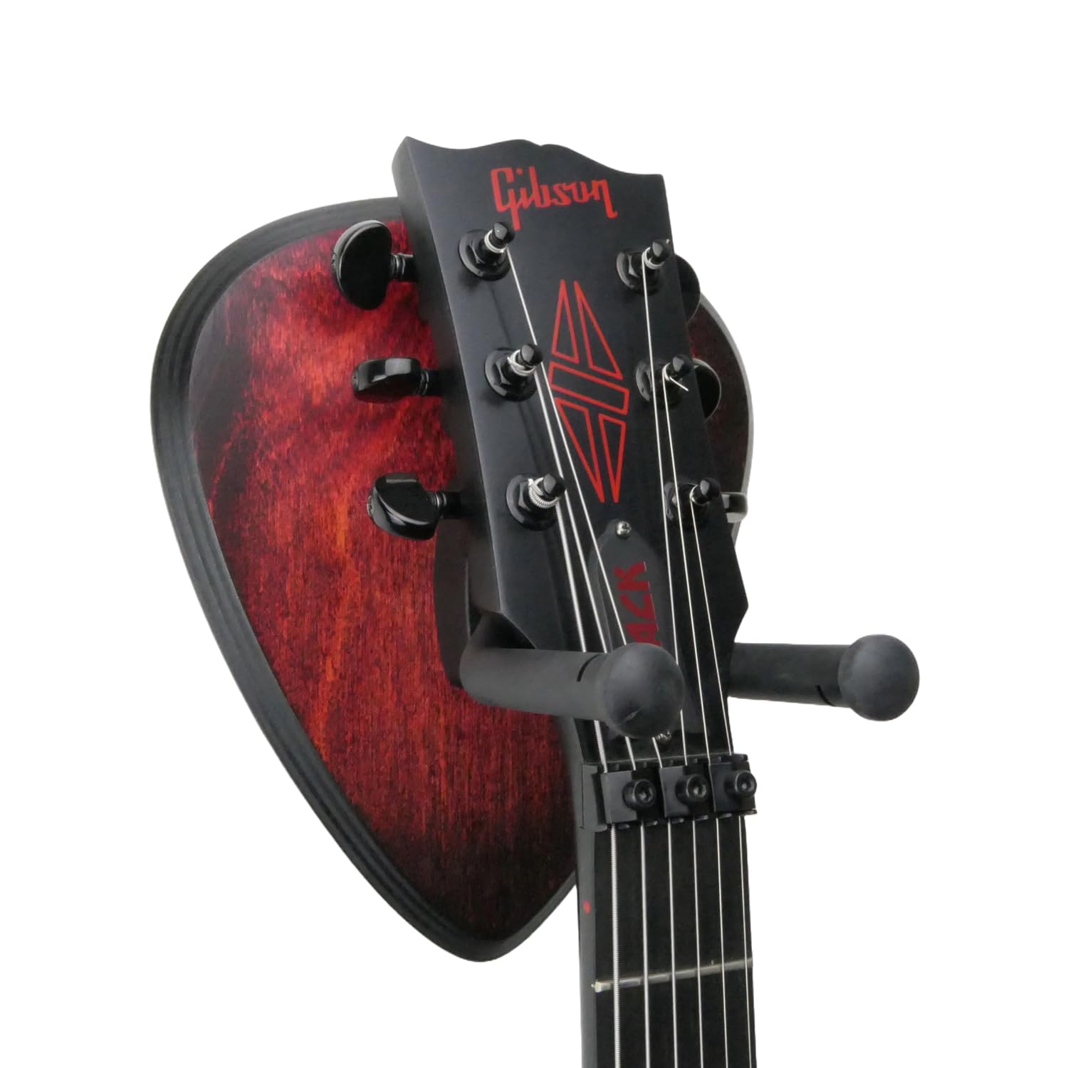 Gitarren Wandhalter aus Holz Wandhalterung - Rot Schwarz 23,5x23,5cm - Gitarrenhalter Modell DARK EDGE FOUR