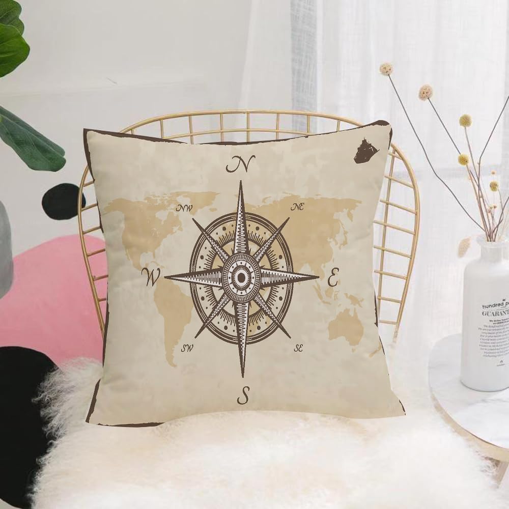HYOSXW Cushion Cover,Throw Pillow Case Home Decorative for Living Room Bedroom Sofa Chair 16X16 Inch,Compass with Rose With Allah in Middle,Pillowcase 40X40cm