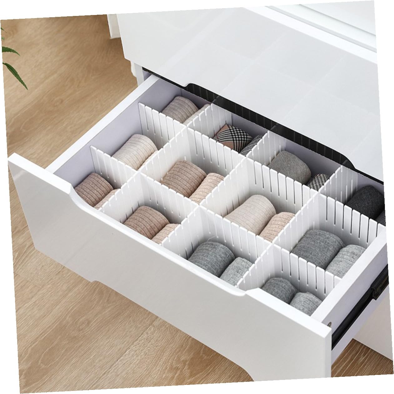 Lot de 12 séparateurs de tiroir réglables en plastique – Polyvalents pour le rangement de vêtements, de cuisine, de bureau – Solutions pratiques pour les sous-vêtements et la maison
