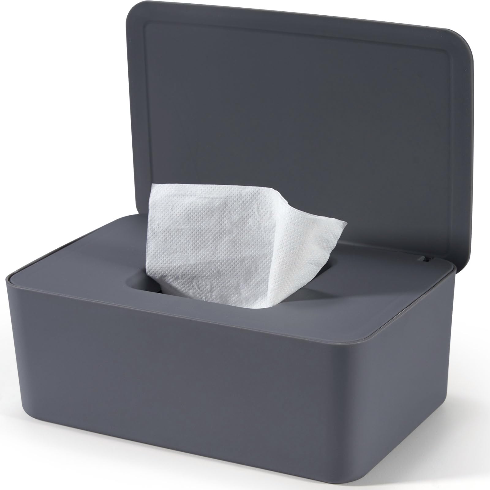 Cheerhom Wet Wipes Box for Baby, Wet Wipes Box for Wet Toilet Paper, Grey Storage Box with Lid Holds Wipes, Wet Paper Box for Home and Office