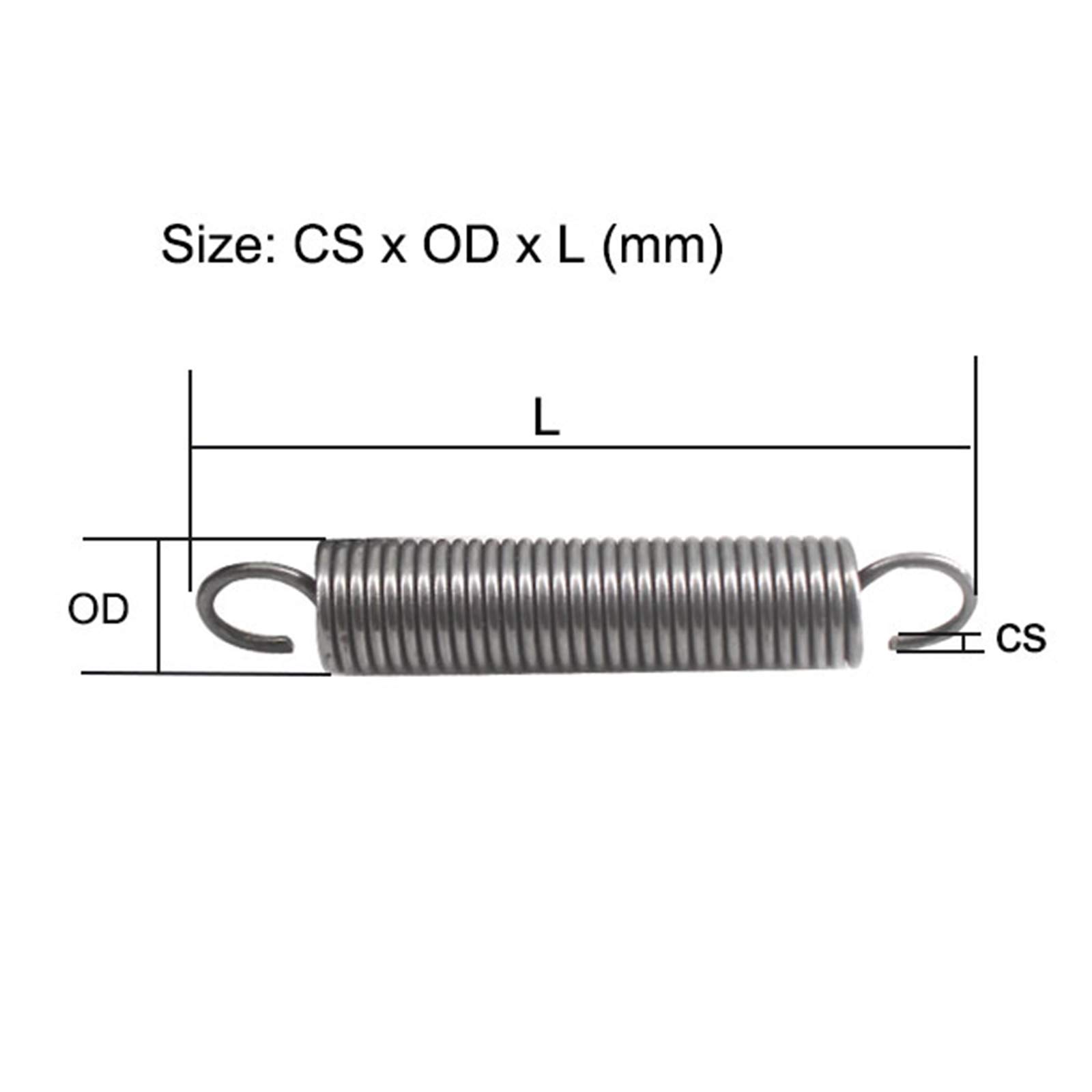 Muelle de torsión helicoidal, muelle de tensión de Resorte de tensión de doble gancho, 5 piezas de resorte de extensión de 1,2 mm de espesor, resortes de tensión pequeños de 60-140 mm, resorte de exte