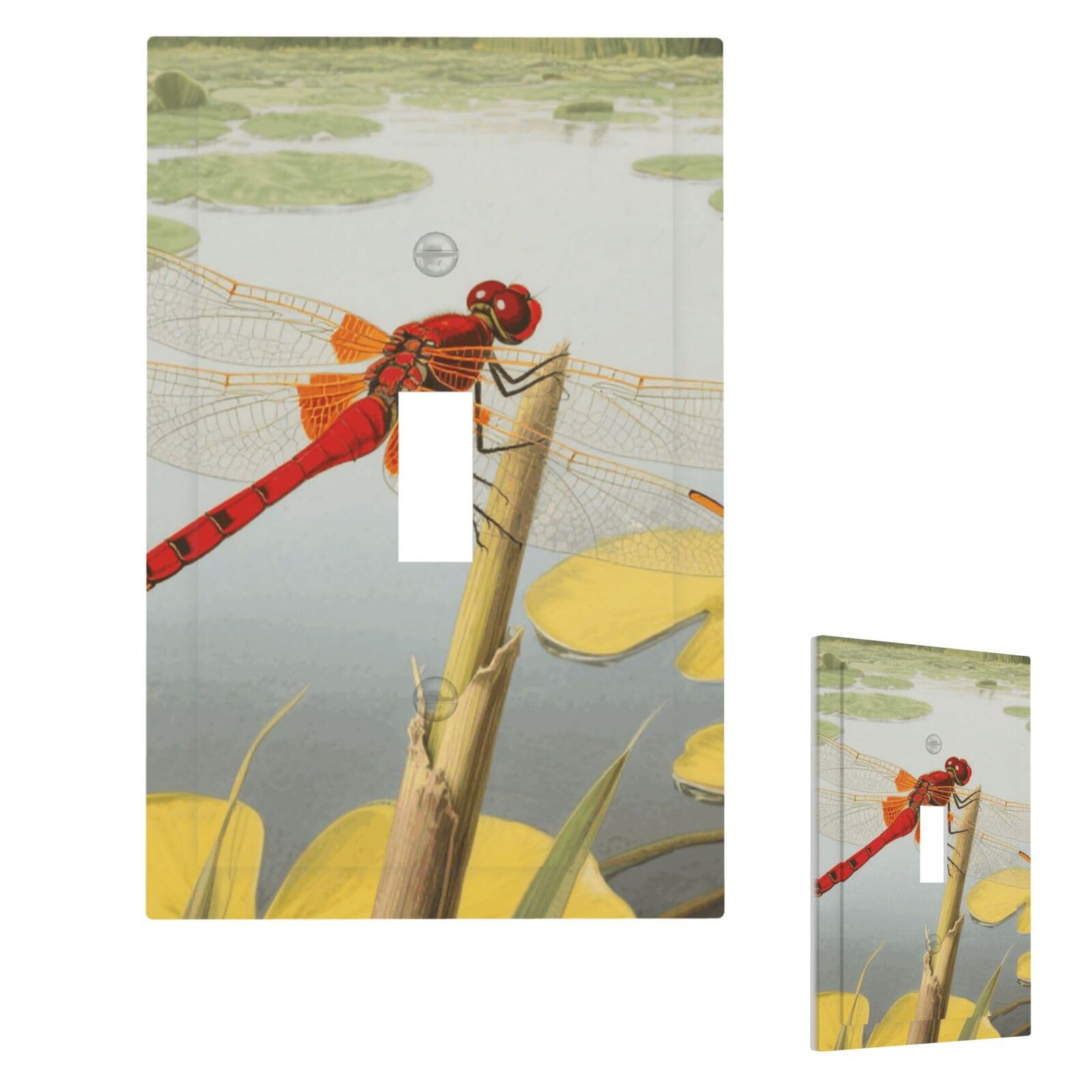 Fekiloot Single Toggle Dragonflies Wall Plate Cover Modern Decorative 1 Gang Light Switch Cover Unbreakable Receptacle Outlet Covers For Living Room Bedroom Home Decor