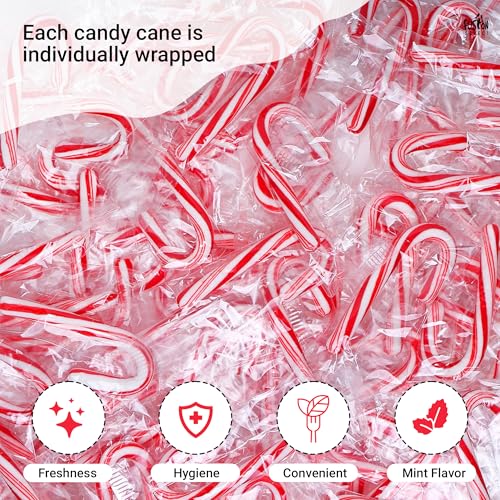 Fusion Select 100 Pcs Mini Candy Canes - Striped Christmas Candies, Sweet Goodies for the Holidays - Naturally Flavored Mini Peppermint Confections for Yuletide Parties, Stocking Stuffers, Gifts - image 4