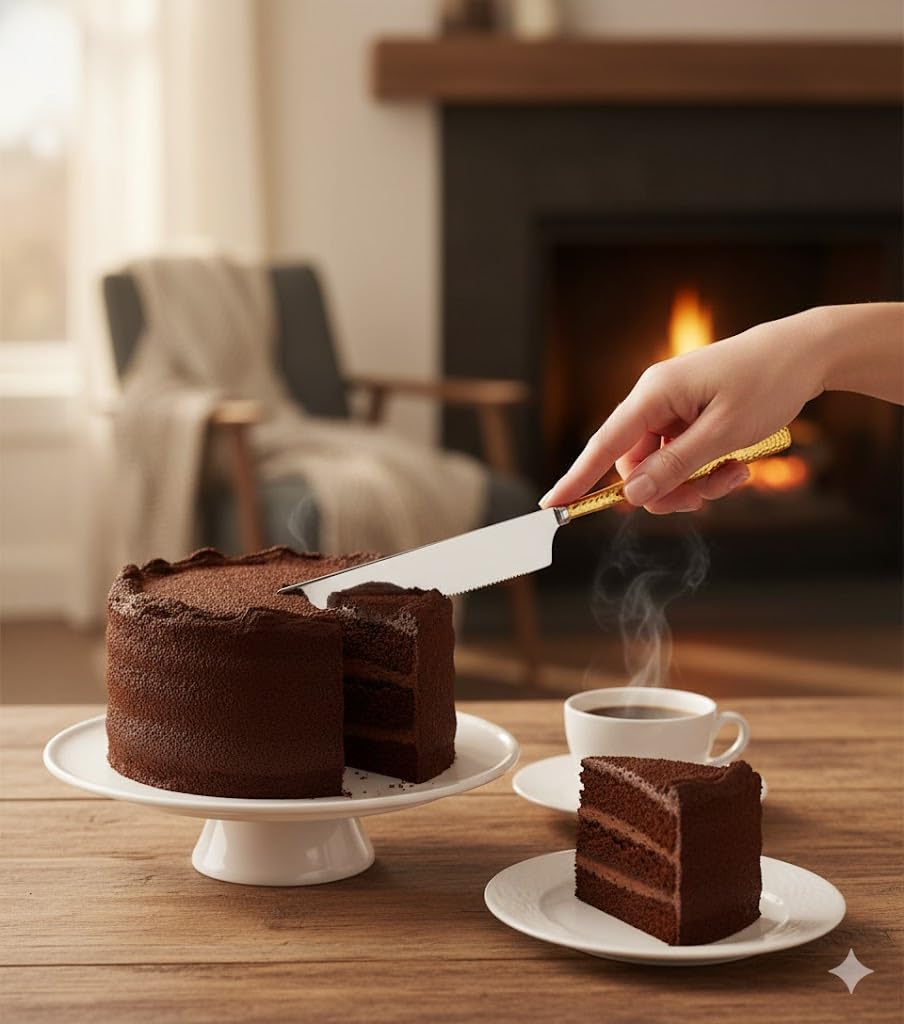 Set di coltelli da torta in ottone martellato e acciaio inossidabile per torte e server per matrimoni feste a casa anniversari pasticceria servire e coltelli set