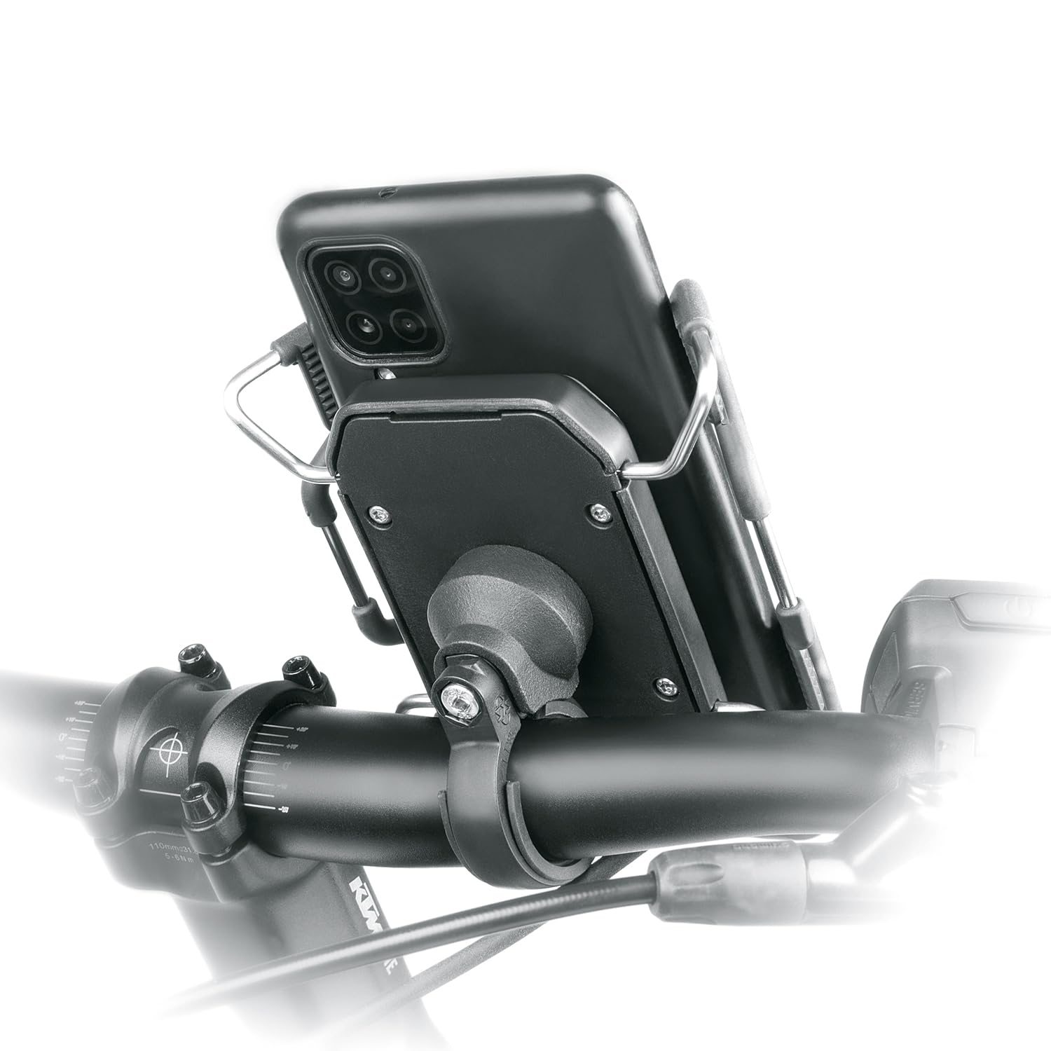 SKS GERMANY SMARTGRAB 360 Handyhalterung (Smartphone-Halter für den Lenker, automatische Klemmung durch Scherentechnik, 360° drehbar für Hoch- und Querformat, 20,5–35 mm Durchmesser, Made in Germany)