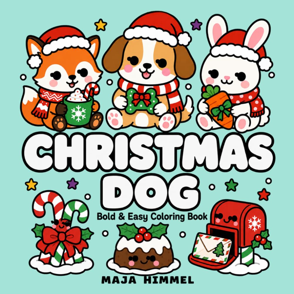 Christmas Dog – A Bold and Easy Coloring Book for Kids & Adults: Simple and Cute Holiday Designs with Dog, Snowflakes, Gifts, and Cozy Scenes (Cozy Christmas Club)