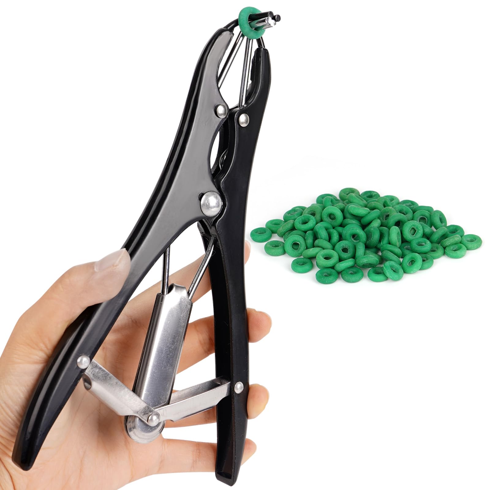 Goat Banding Kit,Castration Bander with 100Pcs Rubber Castration Rings,Balloon Expander Pliers Tool