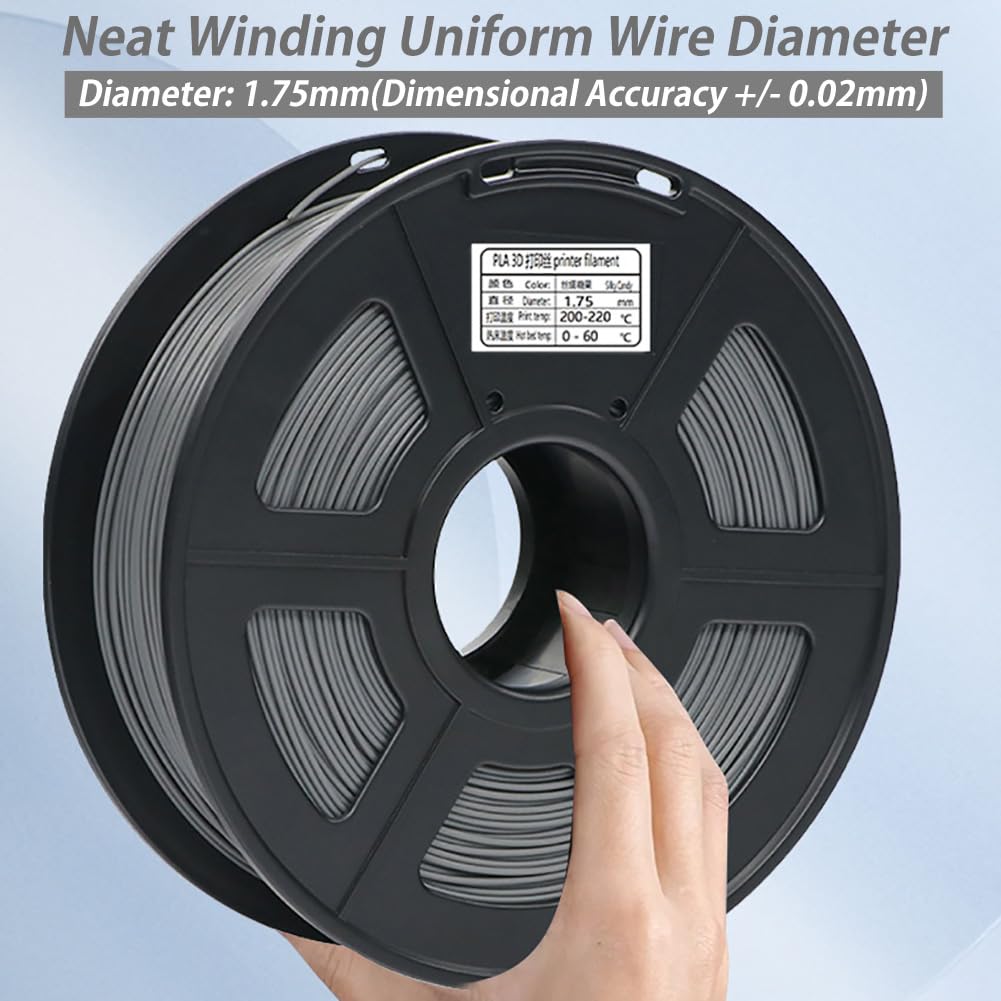 Filamento Para Impresora 3D|Filamento Impresión 3D PLA Cuidadosamente Enrollado 1,75mm,Precisión Dimensional+/-0,02mm|Suministros De Impresión 3D|Accesorios Para Impresoras 3D,Negro,PLA 1KG(2.2LB)