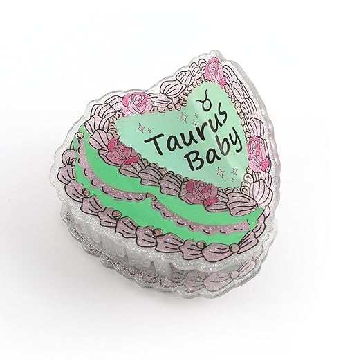 Taurus Baby Hair Claw, Personalized Acetate Hair Clip, 7cm/2.75in, Green with Pink Floral Design