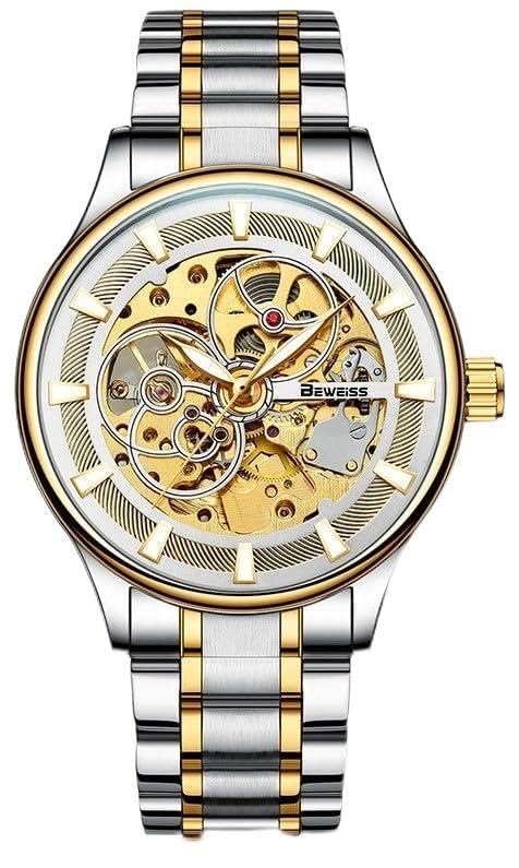Sponsored Ad – Men's Automatic Mechanical Chronograph Dress Watch: Analog Elegance with Moon Phase, 30M Waterproof, and Luminous Dial for Business Style'(SILVER/GOLD)