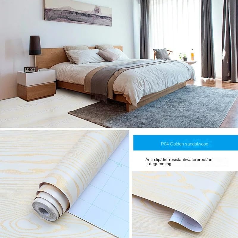 Dalle Pvc Adhesive Sol Imperméable Carreaux de Sol Auto-adhésifs pour Cuisine, Salon et Chambre, Imperméables Antidérapants(Maple birch,5mx60cm)