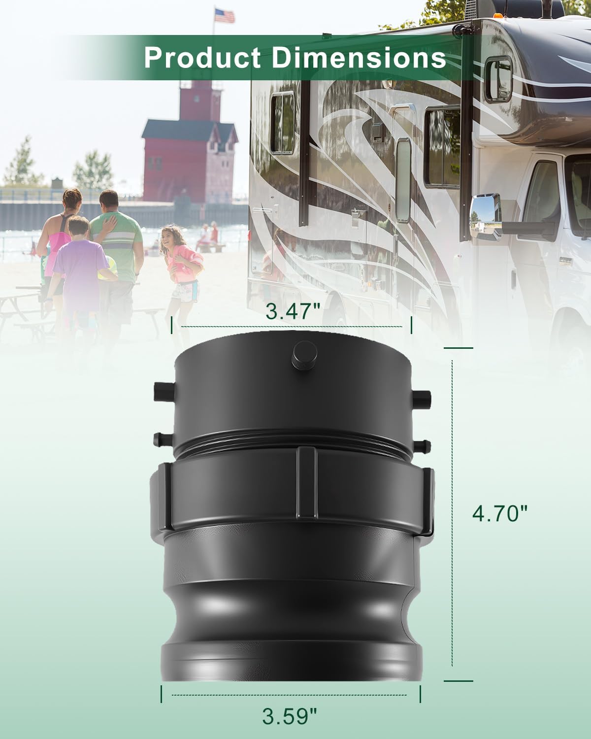360785 RV Sewer Hose Male Bayonet Fitting Converter Fit for Waste Master, Black Male Bayonet to NPT Converter for Recreational Vehicles, Travel Trailers and Campers