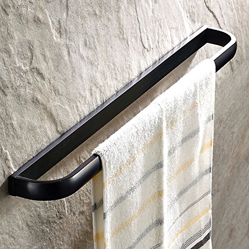 Leyden Bronze Towel Bar, Bathroom Oil Rubbed Bronze Towel Holder Rack, Black Brass Wall Mounted Retro Single Towel Rod Hanger #TOP1