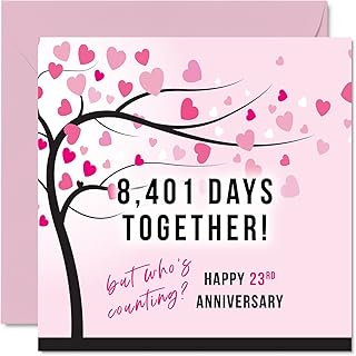 Funny 23rd Anniversary Card for Wife or Husband - 8401 Days Together - I Love You Gifts, Happy 23rd Wedding Anniversary Cards for Partner, 5.7 x 5.7 Inch Greeting Cards for Twenty-Third Anniversaries