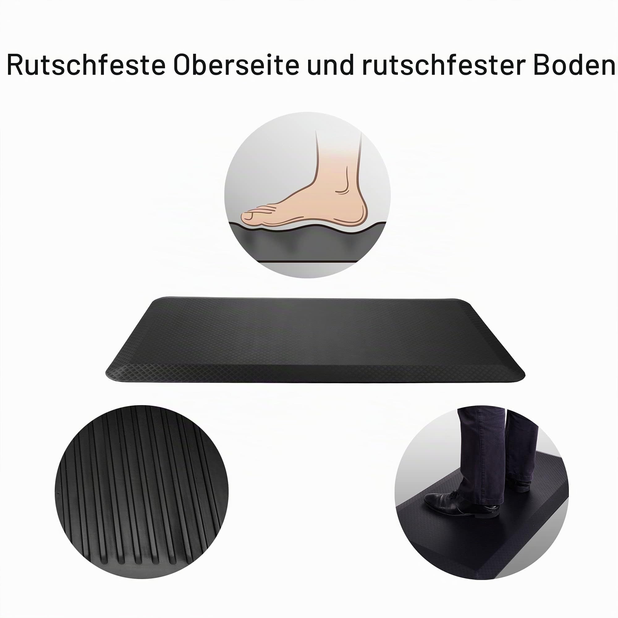 FLEXISPOT Bodenmatte für Schreibtisch, Küche, komfortabel gegen Müdigkeit, Schwarz