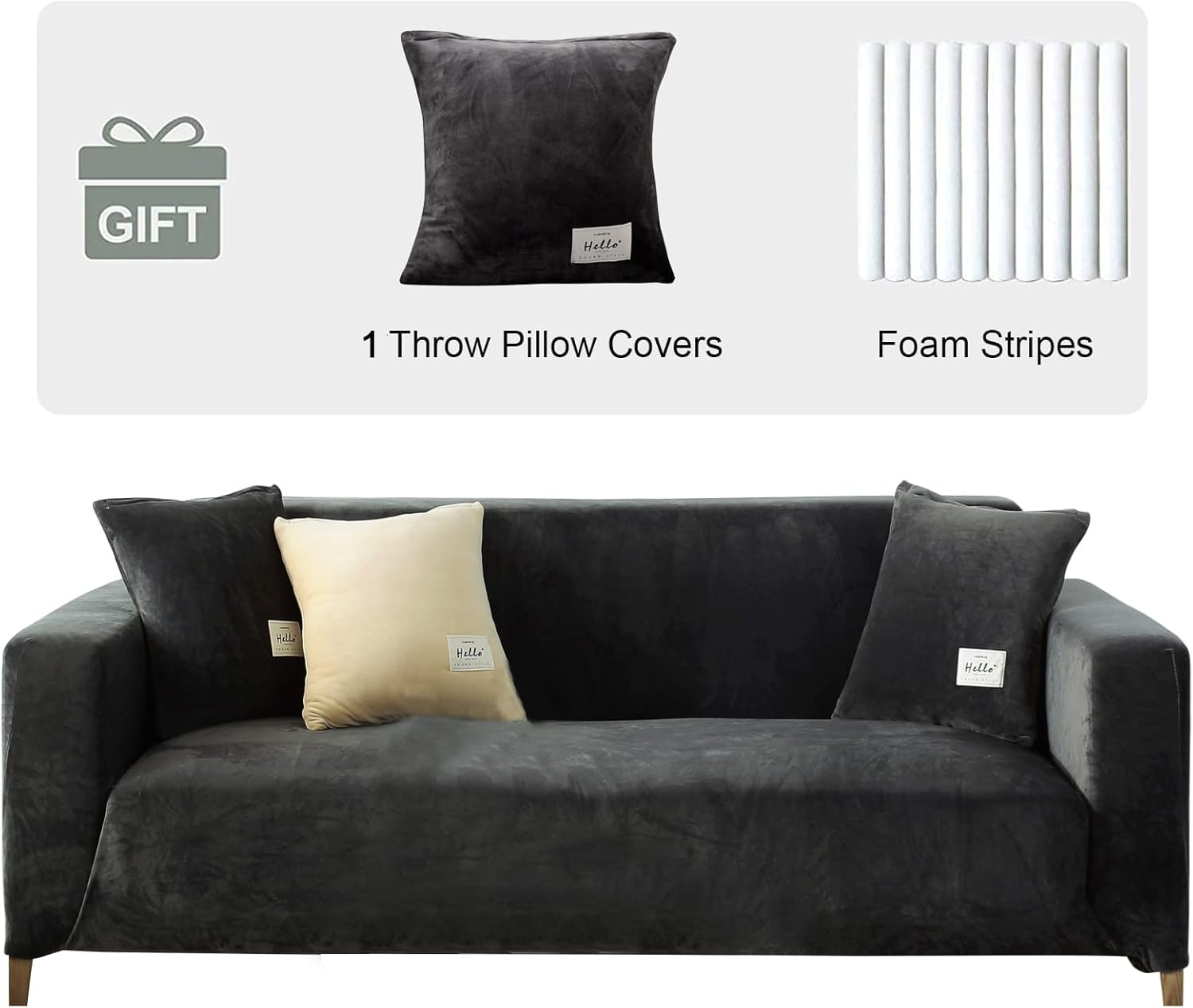 OKYUK Thick Sofa Covers 1 2 3 4 Seater Stretch Thick Velvet Couch Cover