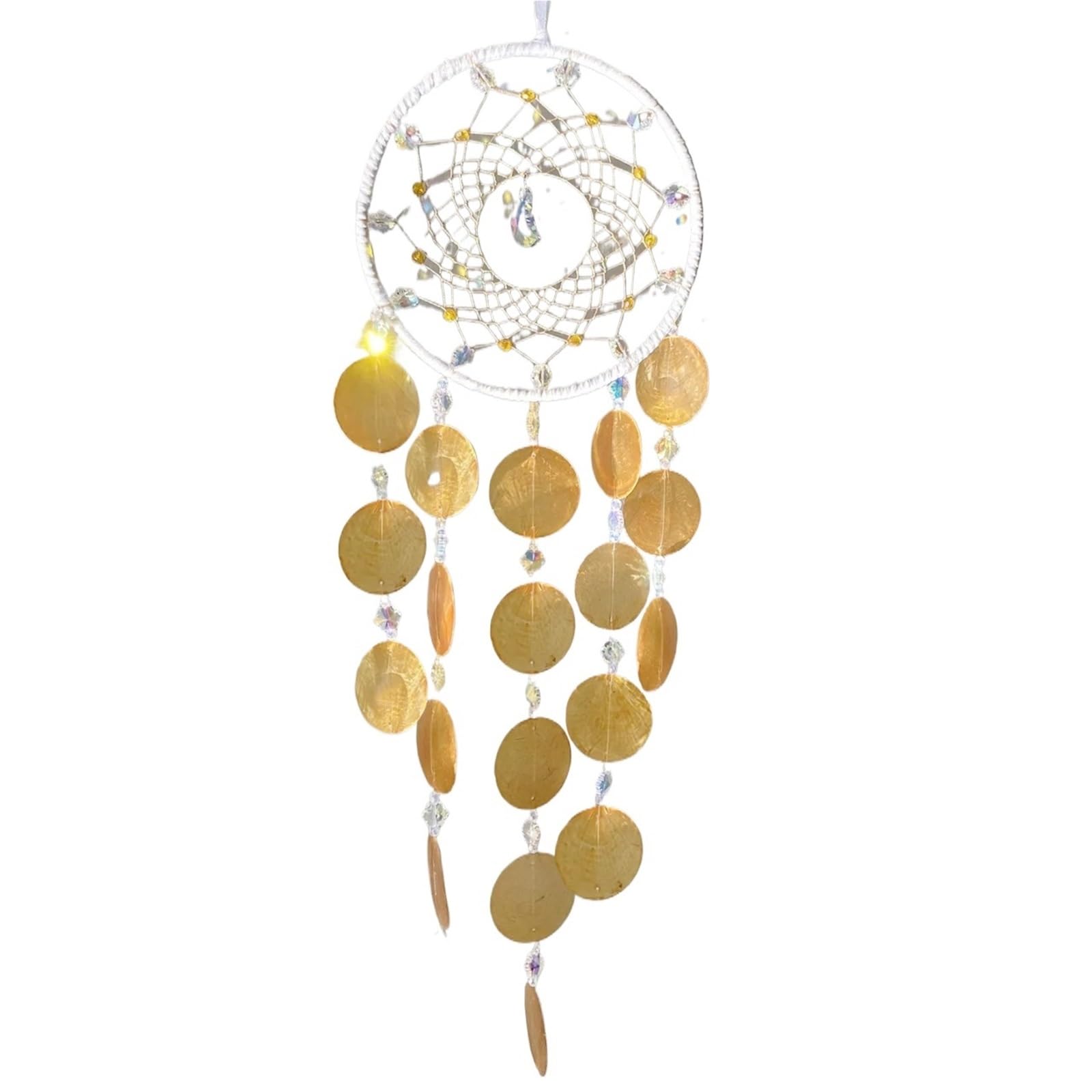 Ppqiru Orange 2Pcs Wind Shell Chime Crystal Stone Handicrafts Room Bedroom Decoration Pendant For Decoration(Orange)