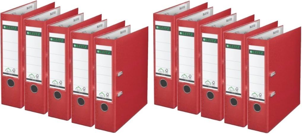 Leitz quality plastic folder, 180°, A4 breit | 10er Pack, red, 1