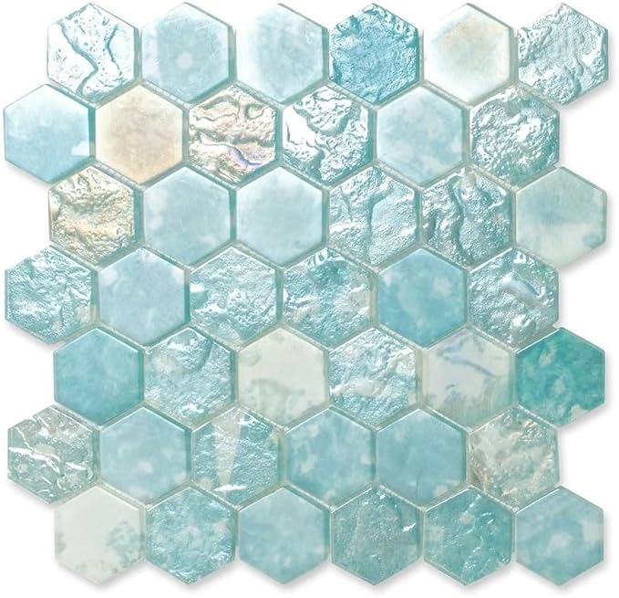 Verre 11.7 in. x 11.8 in. Matte Blue Glass Mosaic Wall and Floor Tile