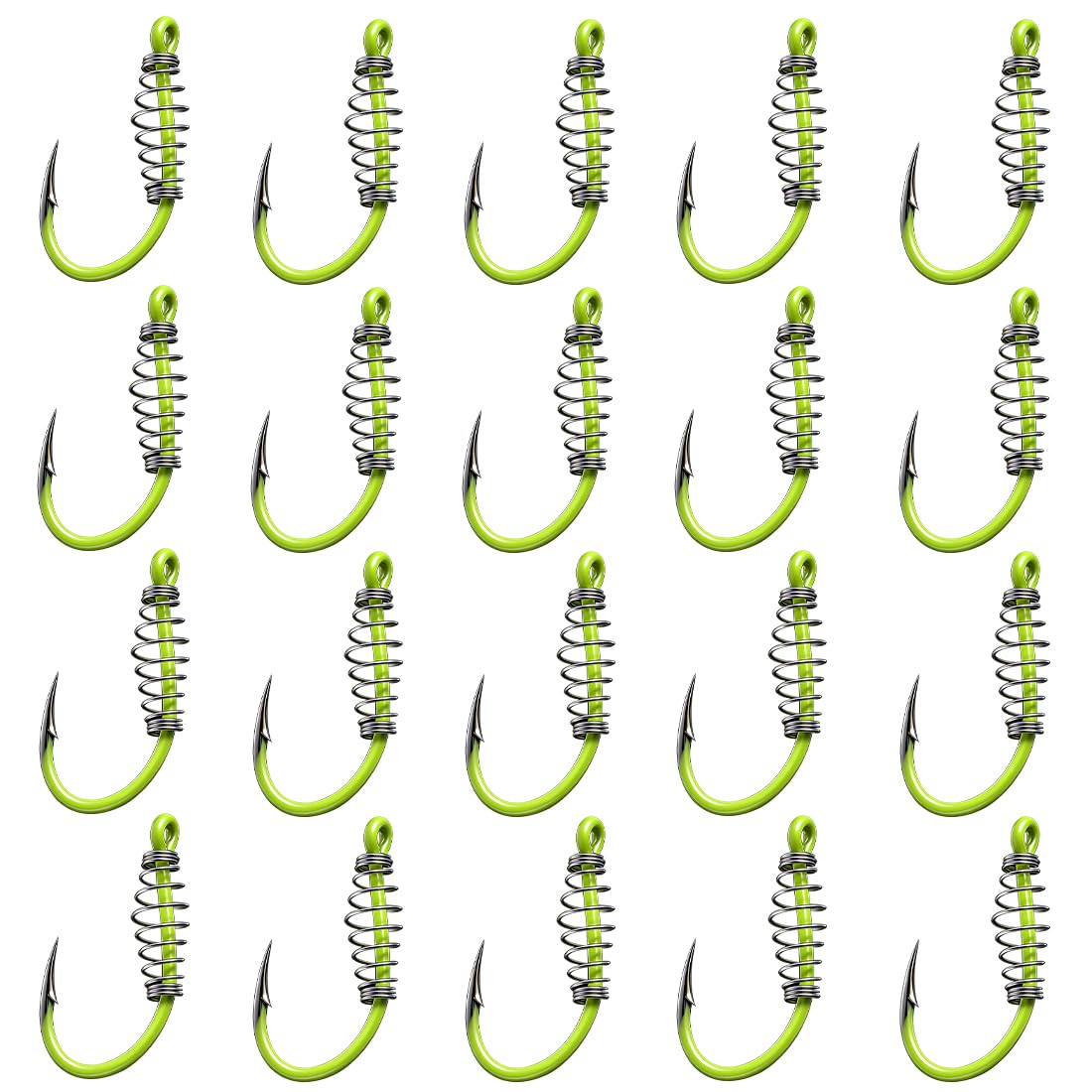 20Pcs Anzuelos de Pesca Con Resorte Anzuelos Acero Con Alto Contenido Carbono Con Resorte de Metal Pesca Giratorios Con Púas Adecuados Para Cebos Potentes