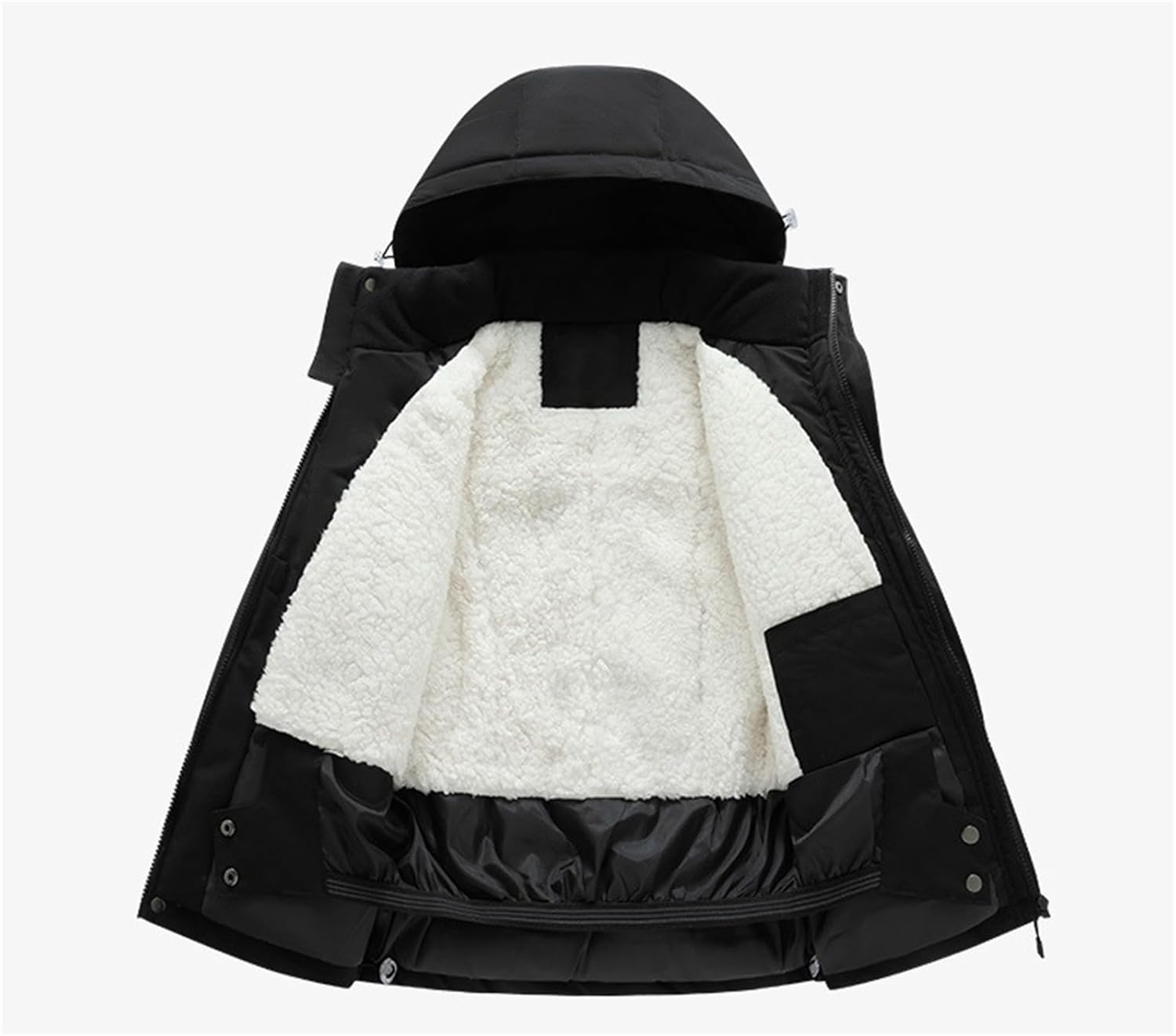 Kids Boys Girls Sherpa Fleece Lined Snow Jacket Winter Hooded Zip Up Waterproof Ski Coat Windproof Warm Outerwear