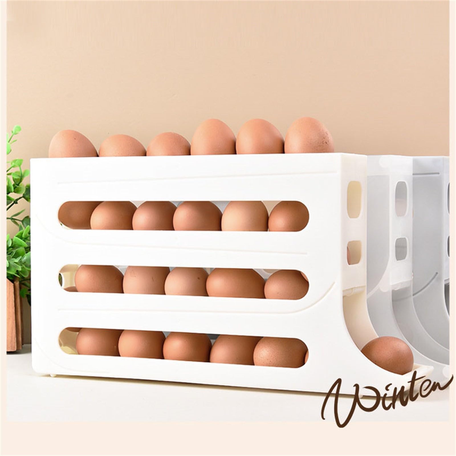Hueveras, Dispensador de huevos rodante de 4 niveles. Dispensador de huevos rodante automático de 4 niveles. Ahorra espacio. Gran capacidad for refrigeradores, cocinas y refrigeradores.(Grey)