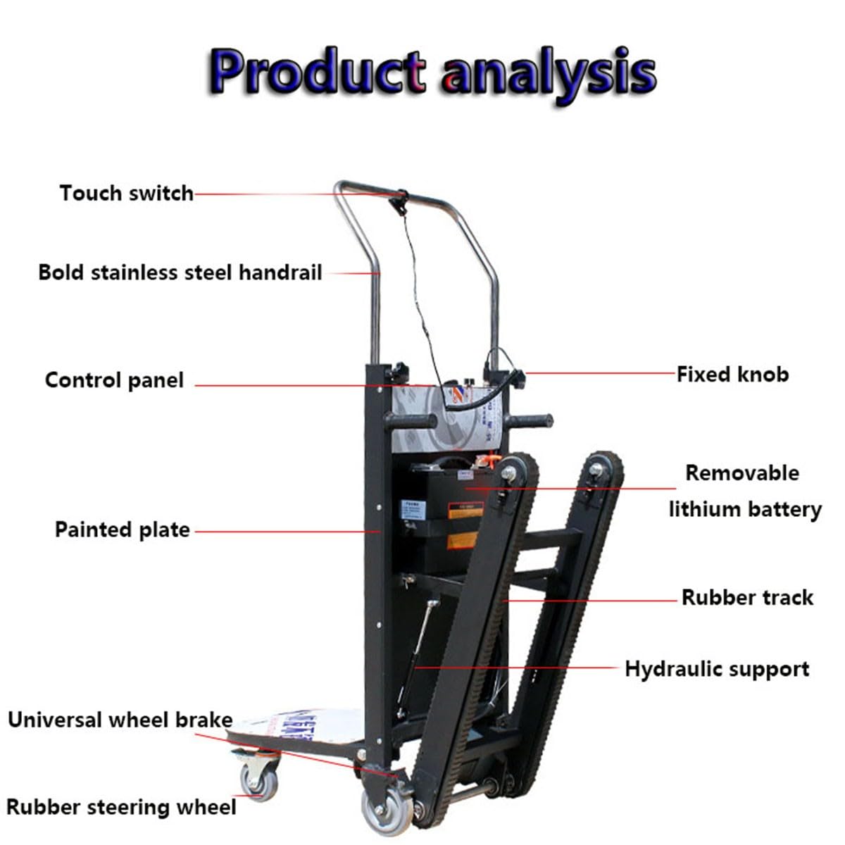 Tipo Cingolato - Montascale Elettrico Carrello per Scale Cingolato Alimentato A Montascale Elettrico Cingolato Pieghevole E Leggero Carrello Montascale Pieghevole per Carichi Pesanti A,72A