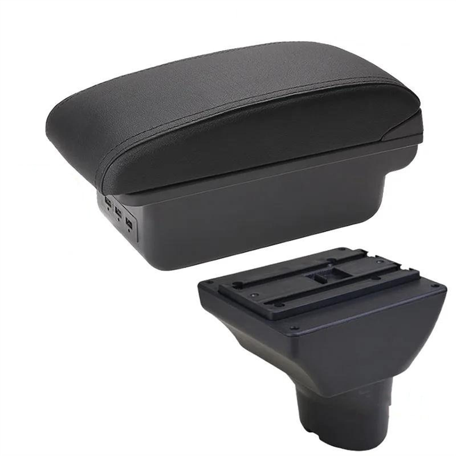 NMJLQW Storage Rack Car Center Console Storage Box Multifunctional Armrest Storage Box Interior Accessories For Hyundai I20 2012(B2 Black line 3USB)