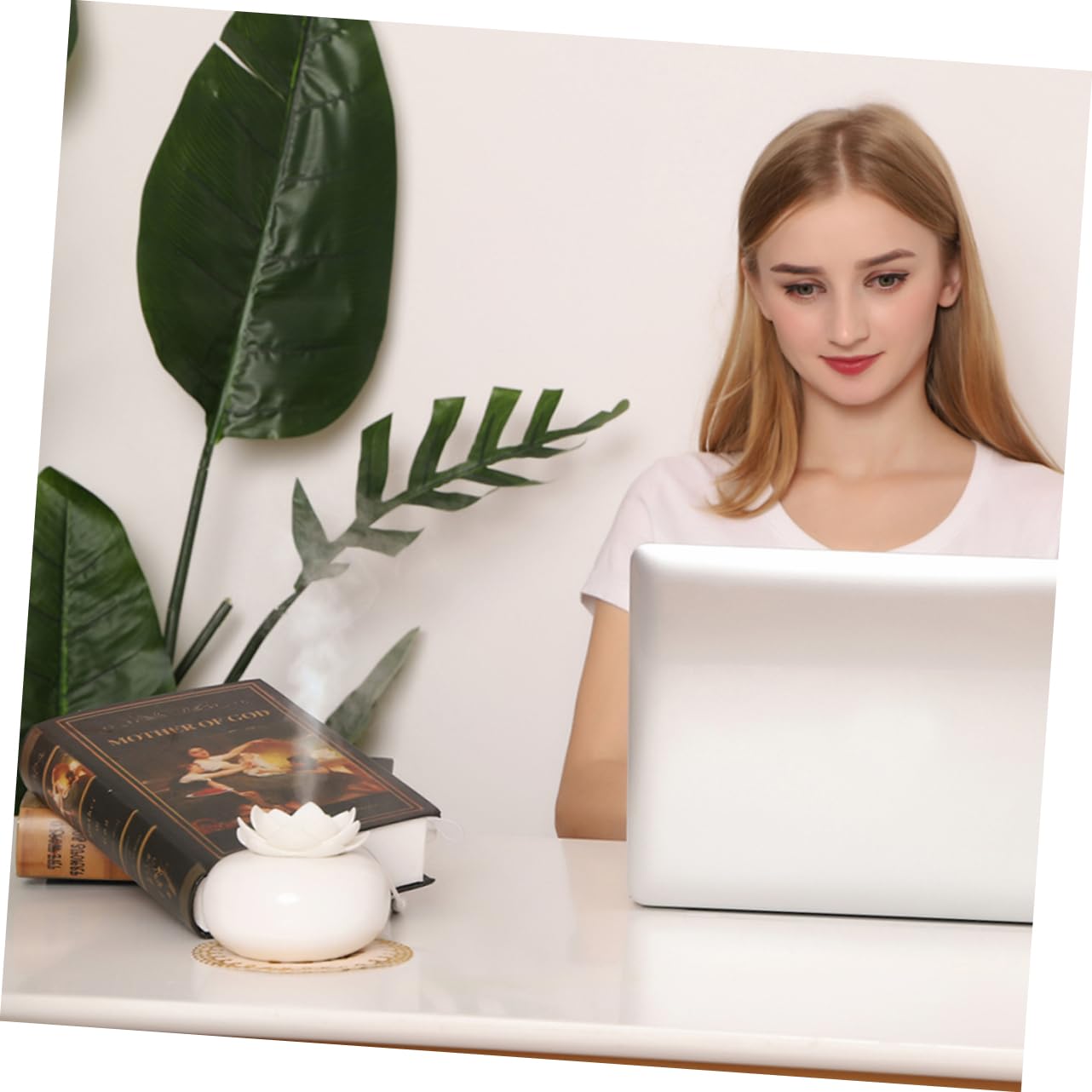 Umidificatore Profumato in Ceramica Bianco per Spa | Diffusore D’olio Essenziale, Purificazione Dell’aria, per Sala da Pranzo