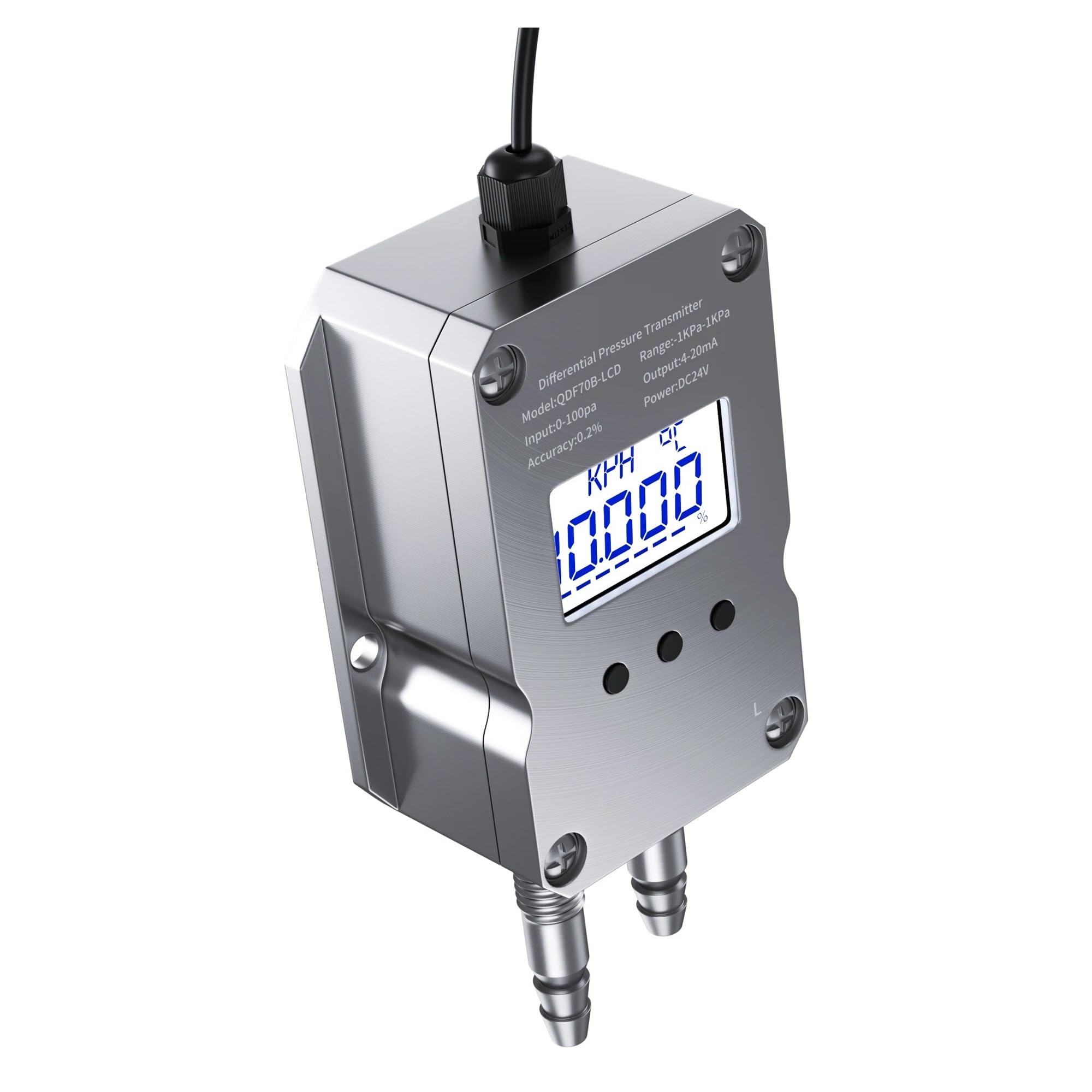 Dwyer® Ind'l Pr Transmitter, 628-14-GH-P1-E1-S1, 0-500 psig, NEMA 4X w/3ft Cable Gland, IP66