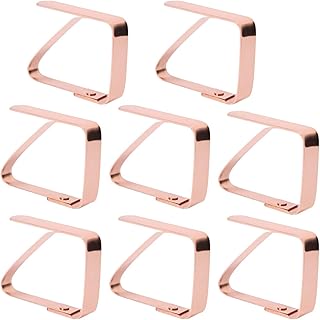 Beufee 8 Uds Clips para Mantel, Clips para Mantel de Acero Inoxidable, Clips para Cubierta de Mesa, Soporte Antideslizante para Mantel, Color Oro Rosa
