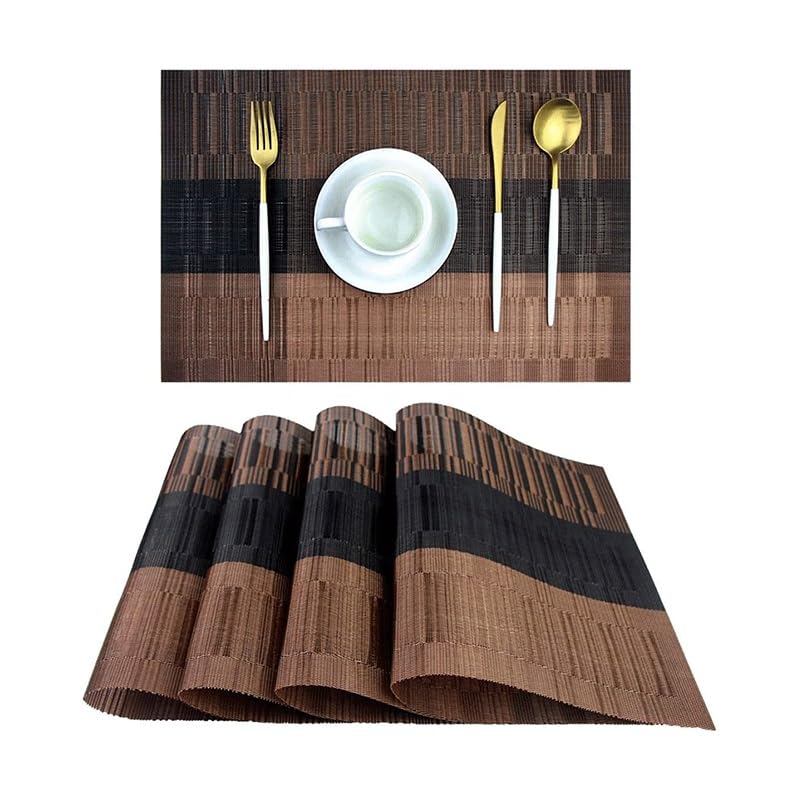 Sets de table en vinyle tissé lavables et isolants pour table de cuisine