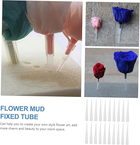 Miniatura 2 de OFFSCH Contenedor de 100 piezas de insertos de arcilla de flores preservadas con tapa, recipiente transparente de rosas artificiales, púas de