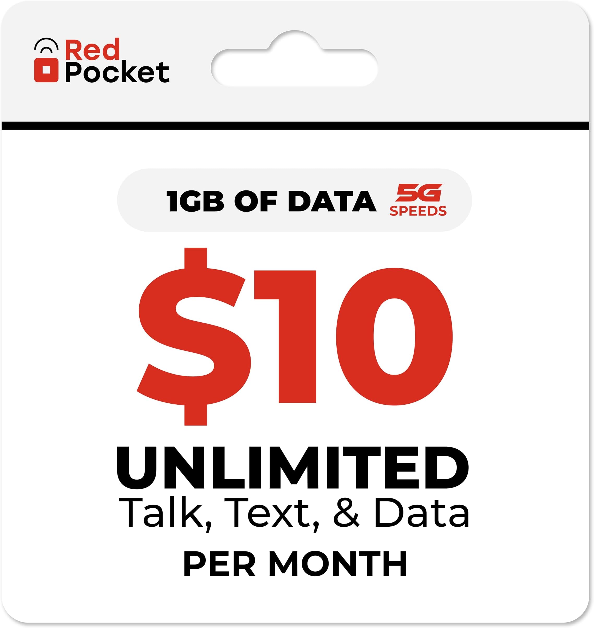 1GB High-Speed Data from RedPocket Mobile. Free SIM Card for AT&T-Compatible Phone. Unlimited Data, Talk, & Text