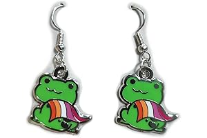 Sunset Pride Frog Earrings: Lesbian Pride Flag