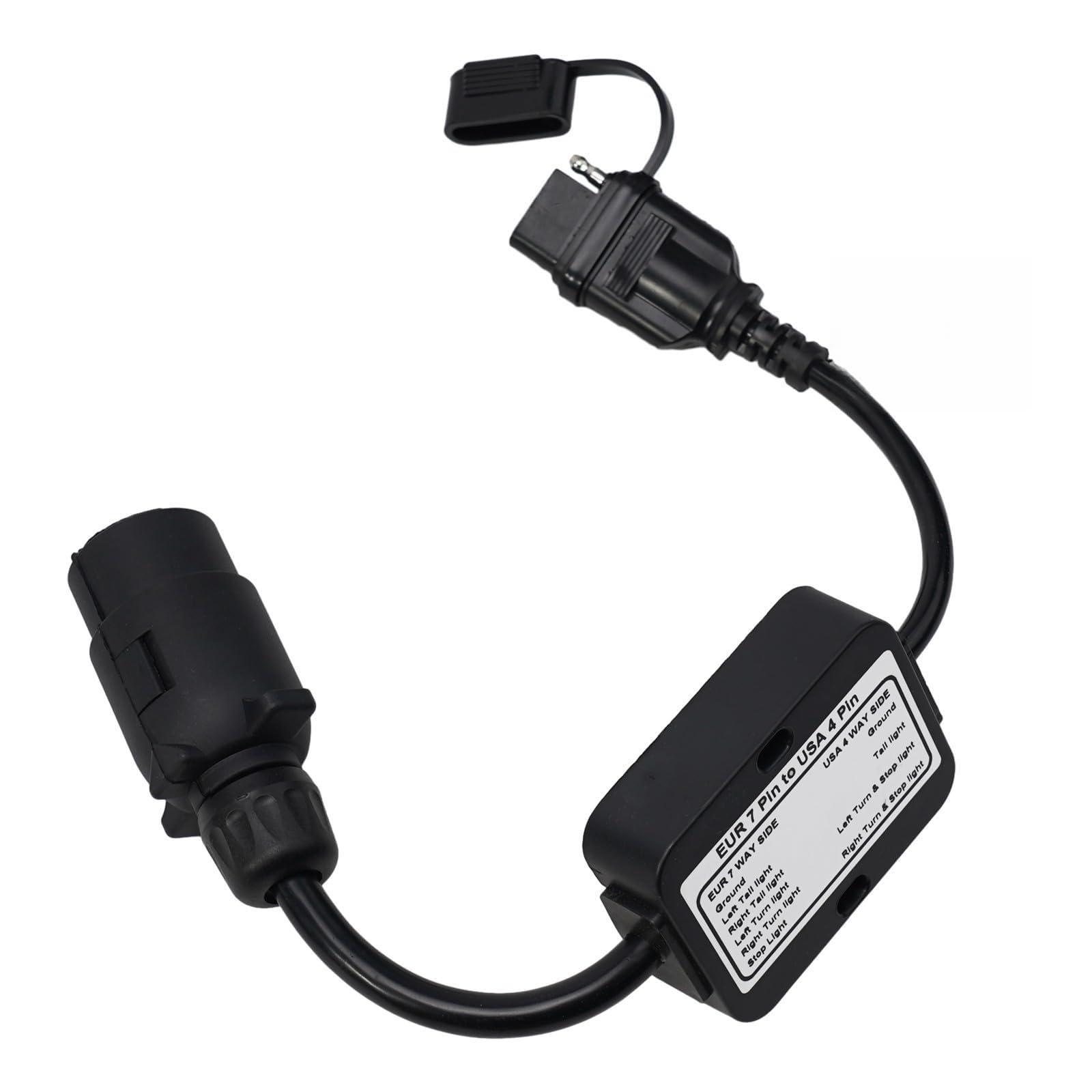 Convertidor de luz para remolque, conector redondo europeo de 7 pines a enchufe plano de 4 vías