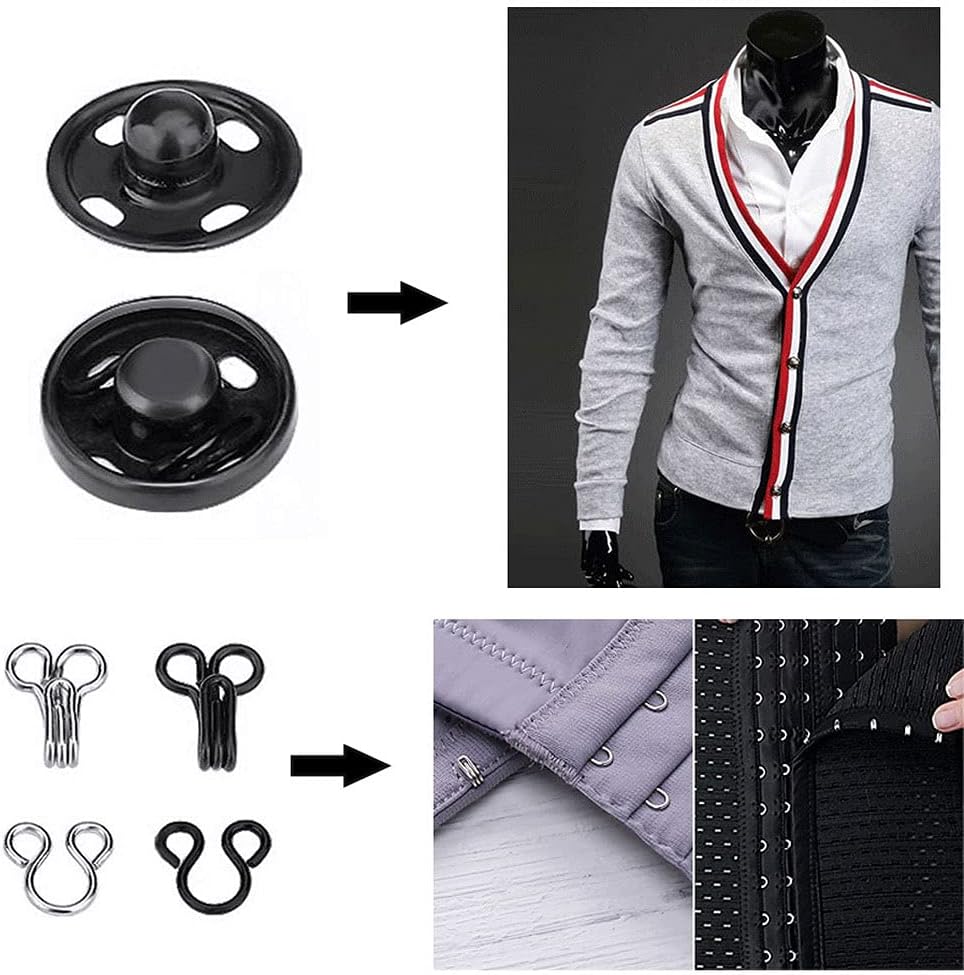 FASHIONTOAD 50 Pairs 3 Styles Skirt Hooks and Eyes Sewing Hook, Sewing Snaps Clothing Fixing Tools with Metal Snaps Buttons Fasteners Press Studs for Trousers Skirt Dress Sewing and Crafting : Arts, Crafts & Sewing