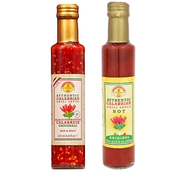 TuttoCalabria, Chunky Calabrian Hot Sauce 8.8 oz & Smooth Calabrian Chili Hot Sauce Original 8.8 oz