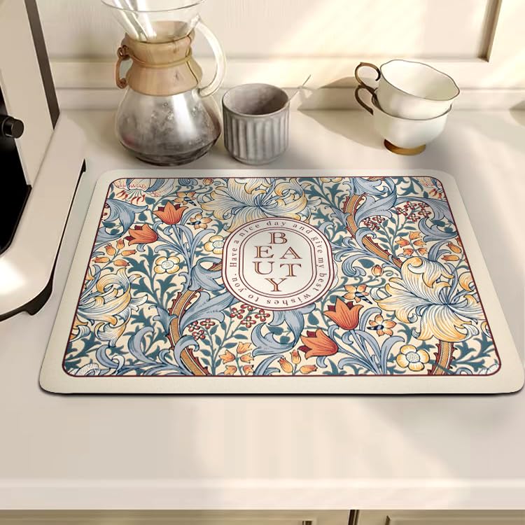 HomeCloud Dish Drying Mat for Kitchen Counter Hide Stain Super Absorbent, Non-Slip, Heat-Resistant, Great for Dishes,Rack Pad, Kitchen Counter, Coffee Maker, Coffee Item (Yellow_Beauty, 50x40cm) (B0D9VTX5T9) Amazon Price History, Amazon Price Tracker