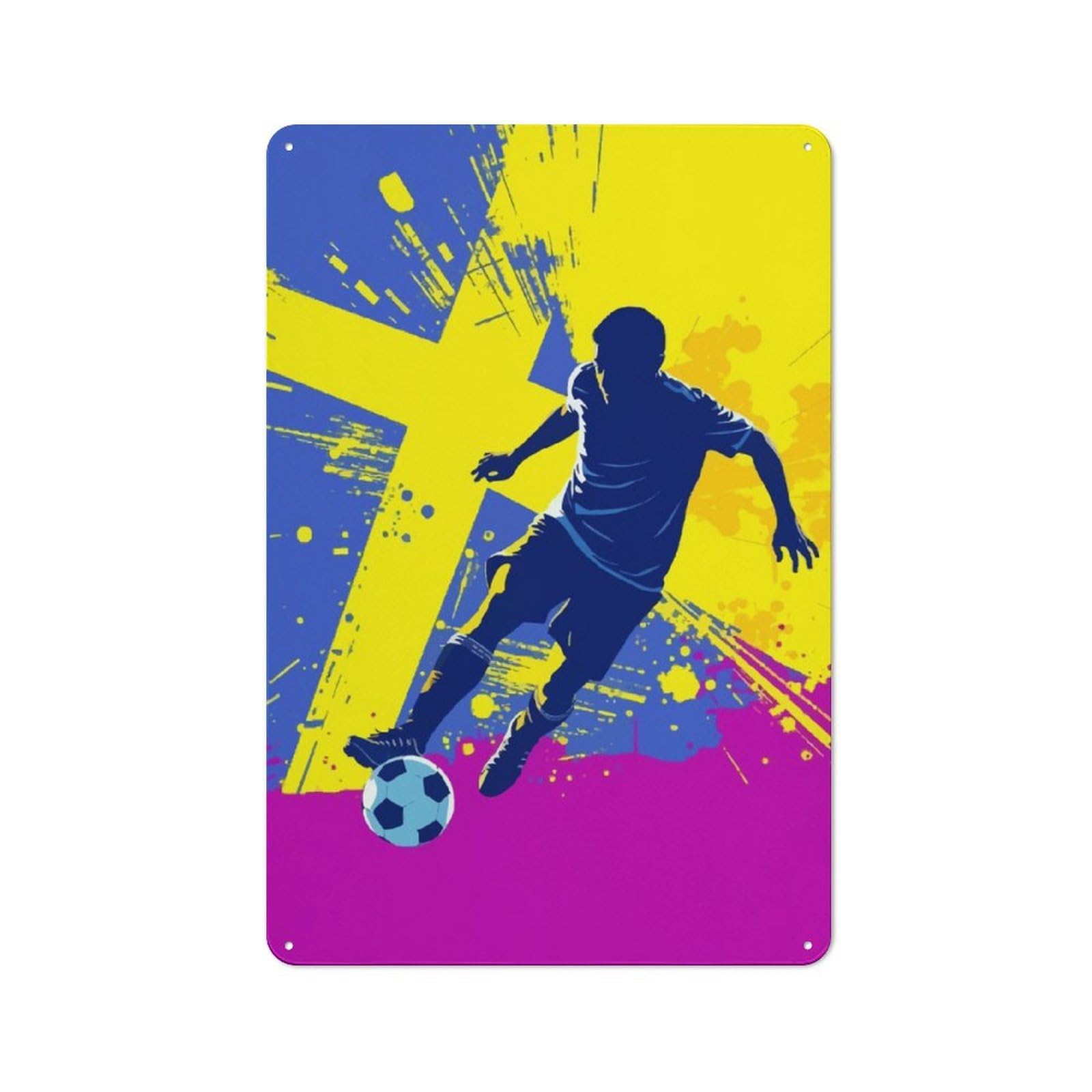 Junmoney Sweden Soccer Player Silhouette Industrial-Style Metal Sign 30X20cm For Home Bar Wall, Housewarming Wall Decor For People Furnishing Home Bar