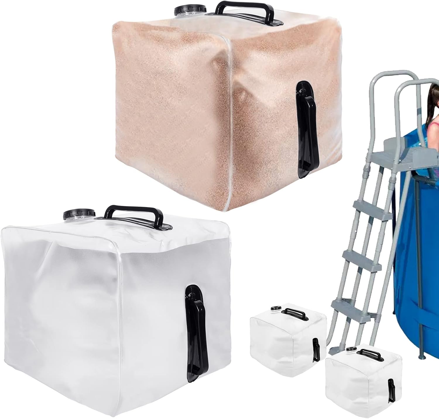 2Pcs Swimming Pool Ladder Weights, Foldable 20L Pool Stair Weights Step