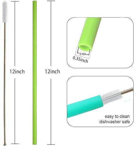 Miniatura 6 de Pajita de medio galón, 12 pulgadas, extra larga, reutilizable, de silicona, para vaso de 32 onzas de alto, botella de agua de 40 onzas, botella de