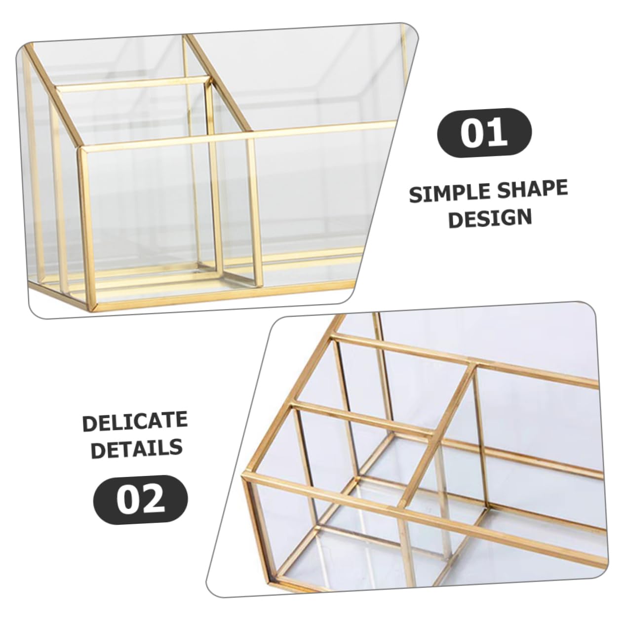 Alipis Organizer Design Raffinato in Lega per Cosmetici in Vetro Cornice Grande Capacità per Pennelli Trucco e Rossetti per Bagno e Salone Professionale