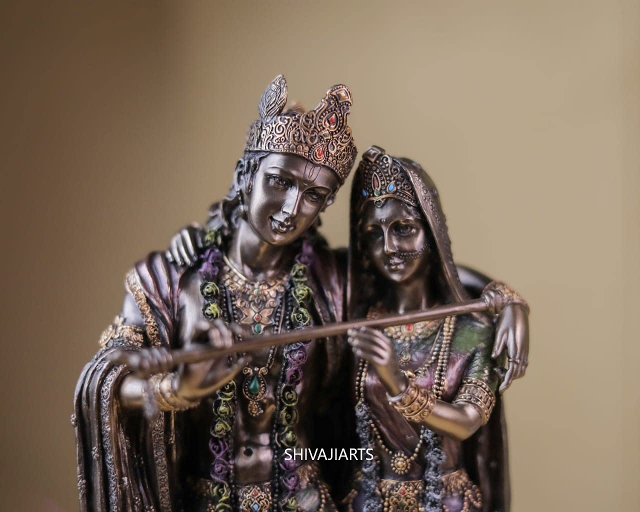 Buy Radha Krishna Statue, 28 cm Bonded Bronze Radha Krishna Sculpture, Hindu Divine Couple