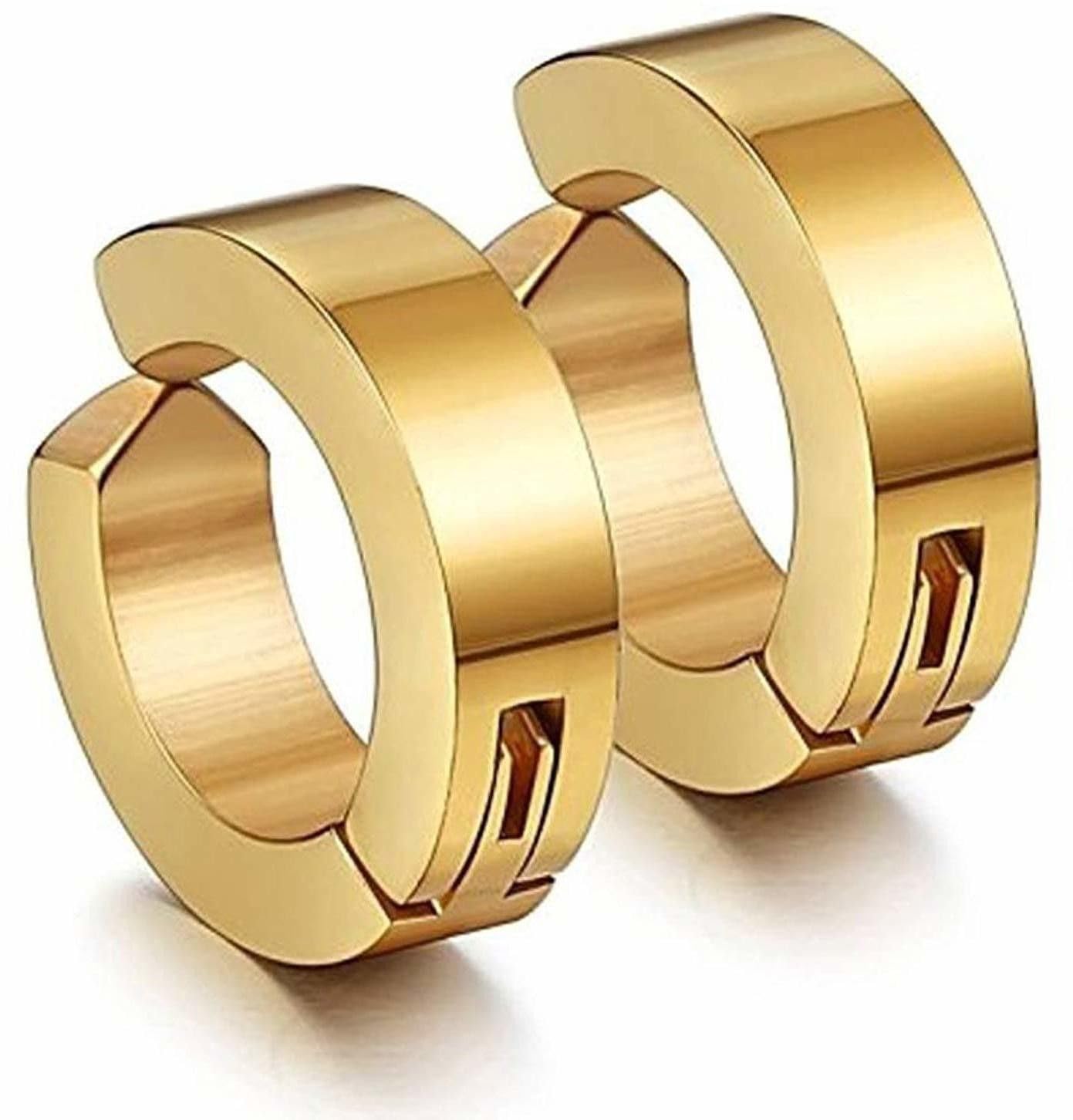 Stainless Steel Non-Piercing Clip-On Hoop Earrings for Men & Women | Huggie Bali Ear Cuffs | No Piercing Required | Trendy Round Hoop Earrings | Available in Multi, Gold, Silver, Black & Blue-image-41