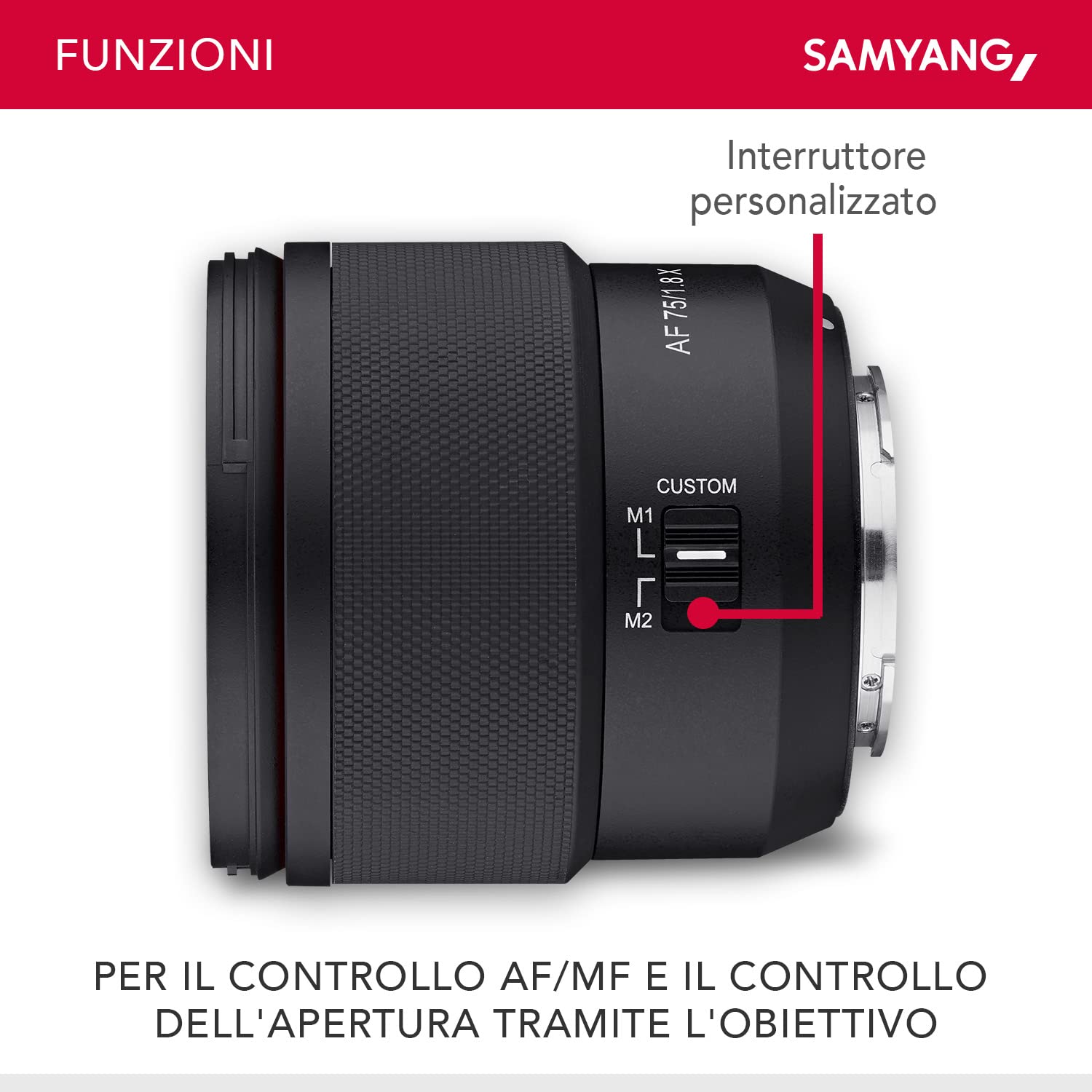 Samyang AF 75mm F1.8 per Fuji X - obiettivo da ritratto leggero e compatto con LSTM-AF, protezione dagli agenti atmosferici e interruttore personalizzato per viaggi e scatti notturni di alta qualità
