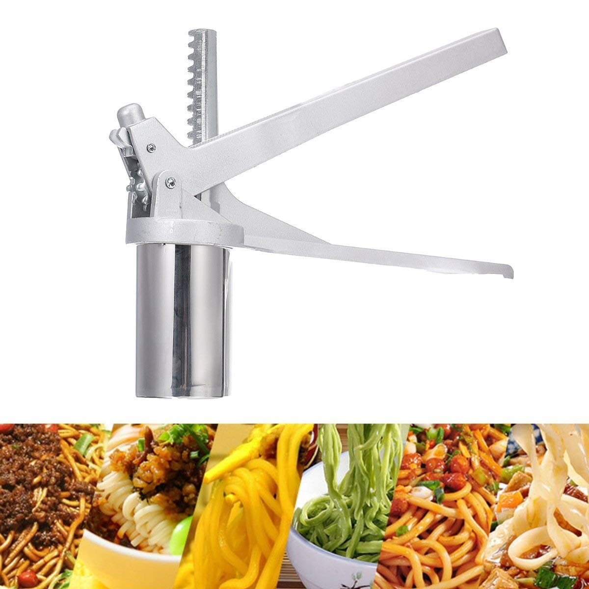 Macchina per la Pasta, Macchina per la Pasta Manuale, Macchina per la Pasta Manuale in Acciaio Inox, pressa per Pasta, manovella, spremiagrumi, Utensili da Cucina con 8 stampi per