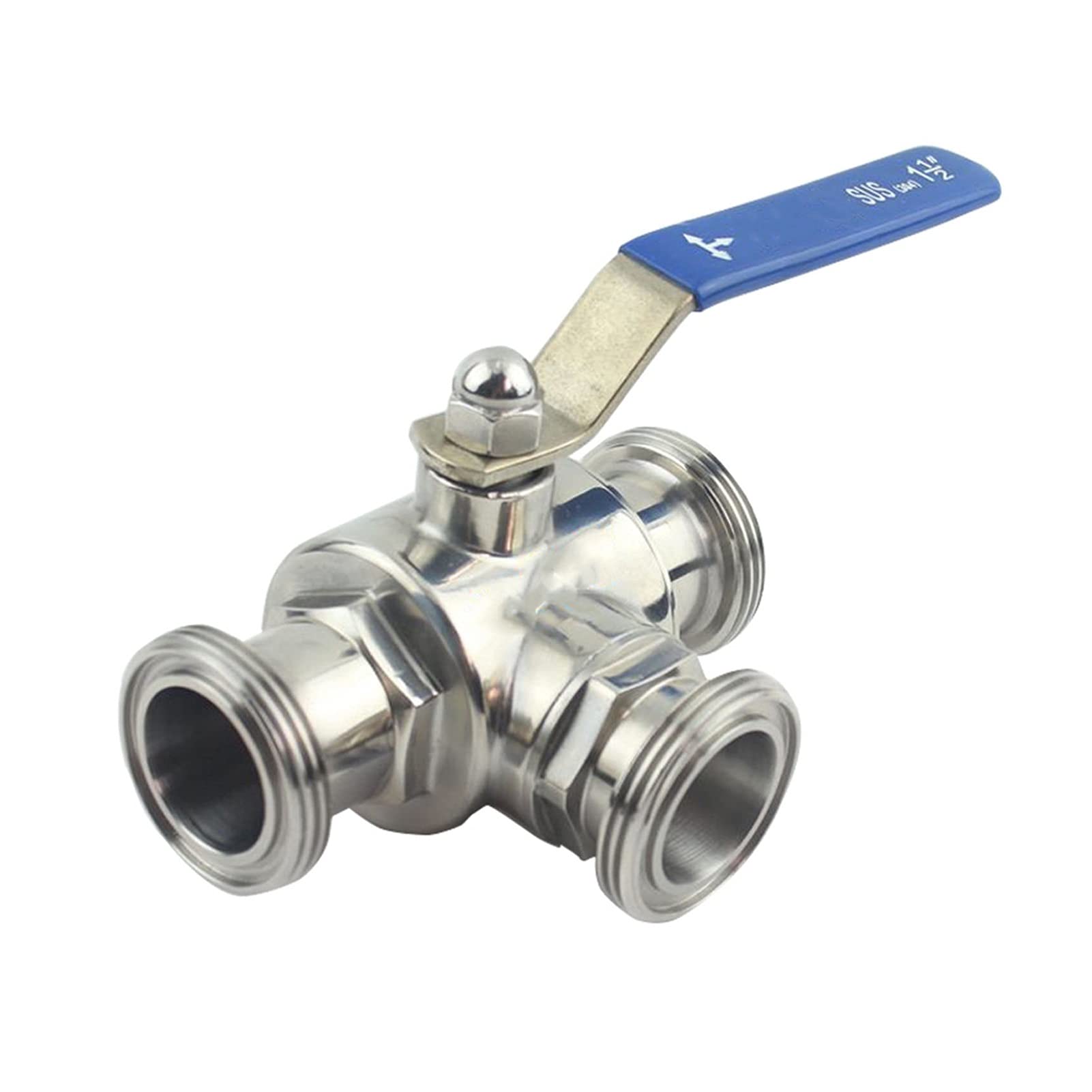 Vanne à boisseau sphérique 3 voies inox 304 raccordement SMS 32mm L-port