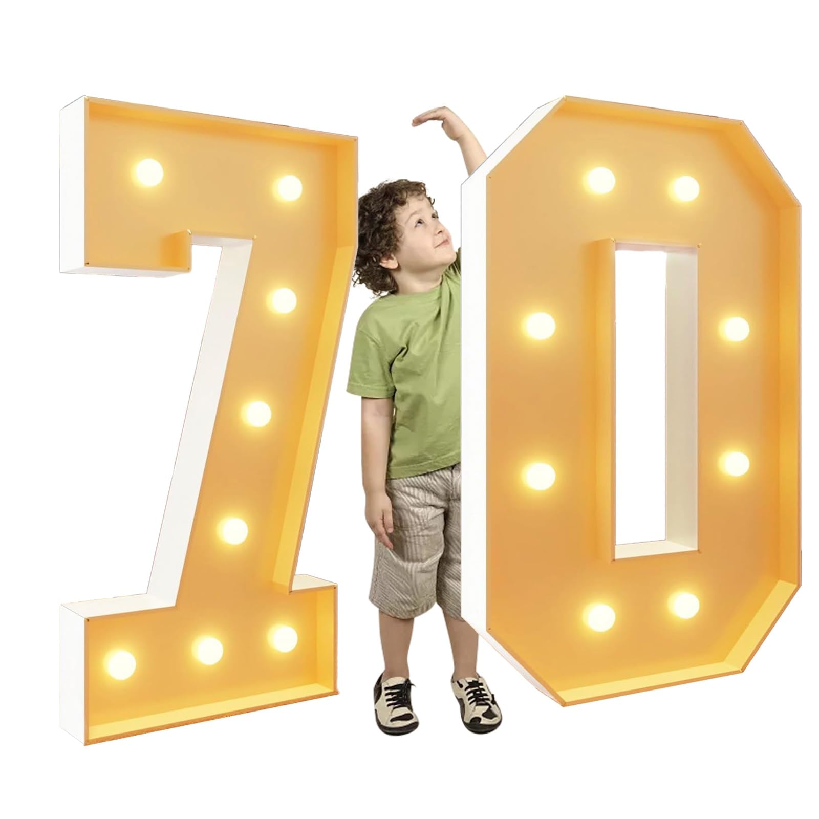 Tashace Marquee Light Up Numbers for 20th 30th 40th Birthday Decorations DIY Marquee Numbers LED Indoor Lights Numbers for Anniversary Party Decor Foam Board Kit(Number 70,120cm/4FT)