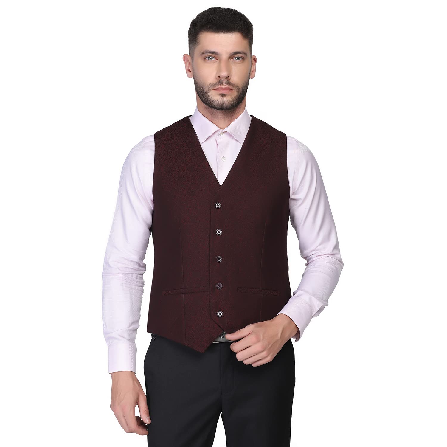 Men Poly-Blend Floral Slim Fit Waistcoat-image-37